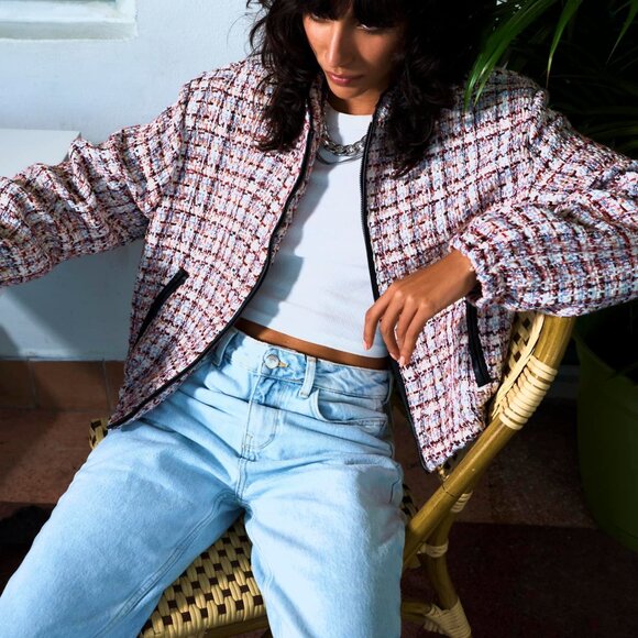 APPARIS tweed bomber jacket - Picture 1 of 6